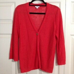 J. JILL Size Small Coral Linen Blend Cardigan Sweater Lightweight Luxury Chic